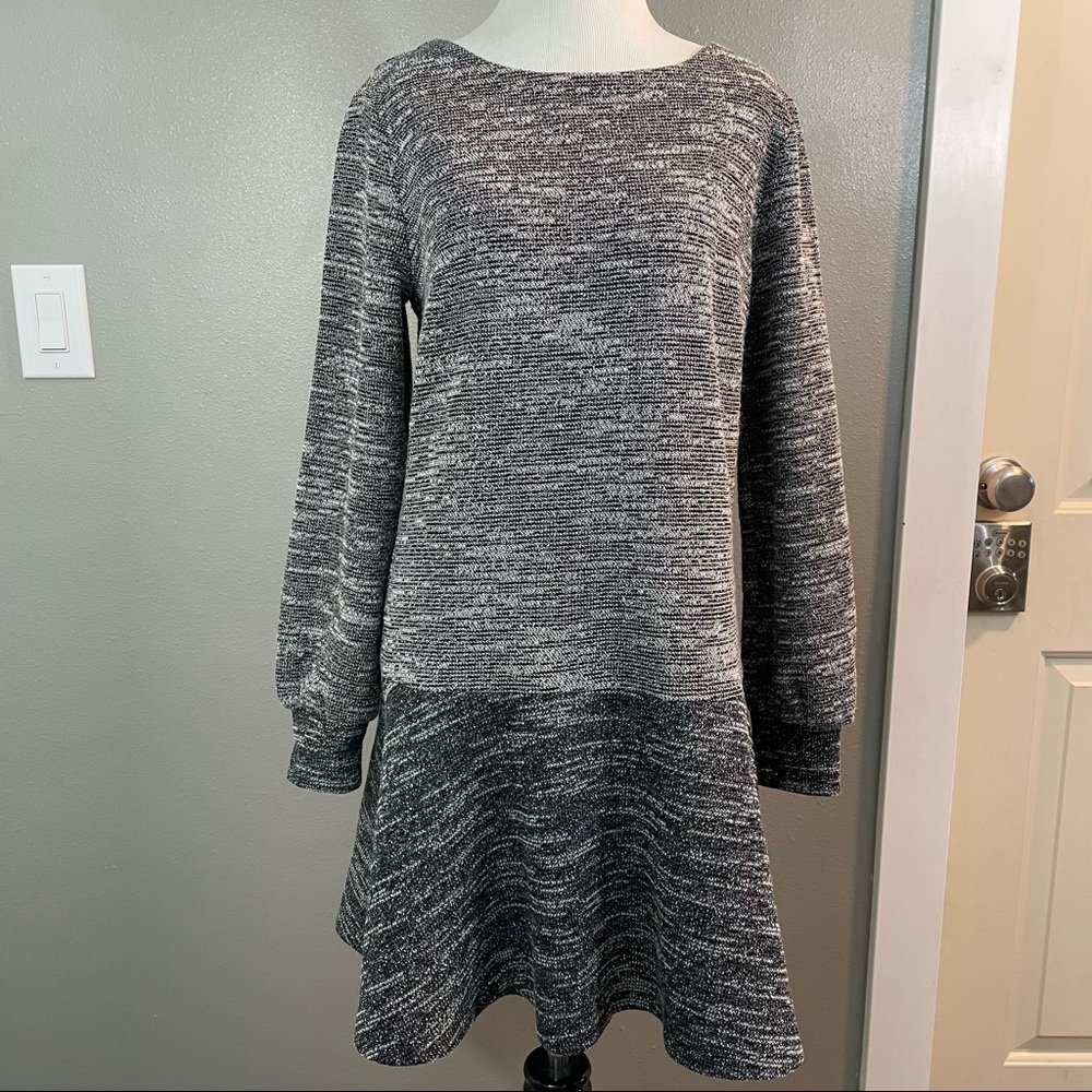Drop Waist Two-Toned Grey Sweater Dress